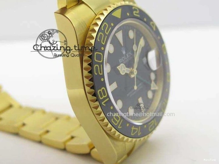 MiroTime 0116 RelaxedFit GMT-Master II 116718 LN Bp-Maker Best Edition YG Wrapped Bezel Black Dial On YG Bracelet ETA 3988